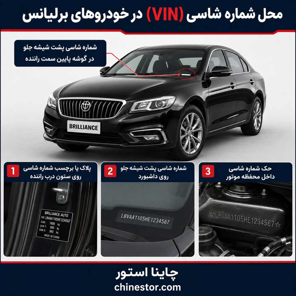 شماره شاسی برلیانس کجاست؟ 1 شماره شاسی برلیانس کجاست؟